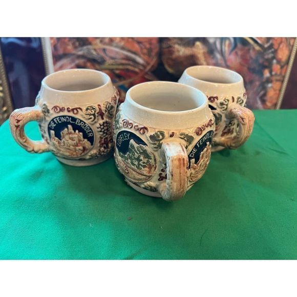 Vintage GERZ West Germany Small Mugs Set of 3 Scenic German Steins - Picture 2 of 5